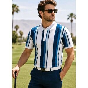 Mantra Men's Catalyst Aegean Polo Golf Performance Luxury M Shirt NWT